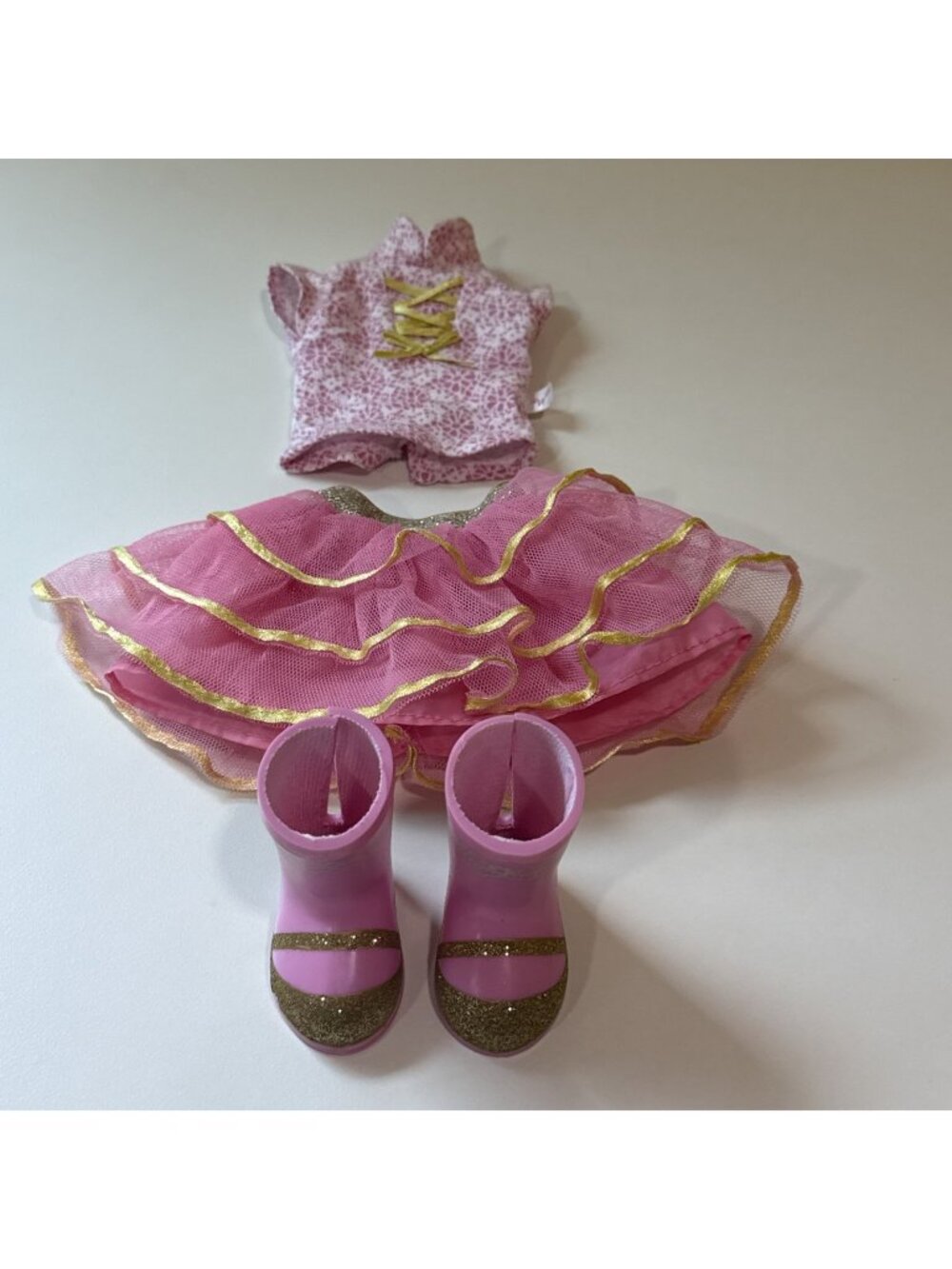 American Girl Wellie Wishers 14" ASHLEY Doll MEET Outfit Shirt Skirt And Boots